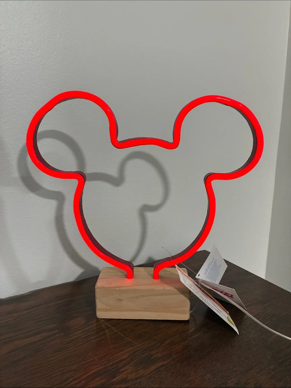 NWT- Disney- LED Light Up- RED- Mickey Mouse Head Neon Accent Light
